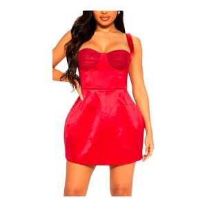 Fashion Nova Cherry Red Corsetted Mini Dress